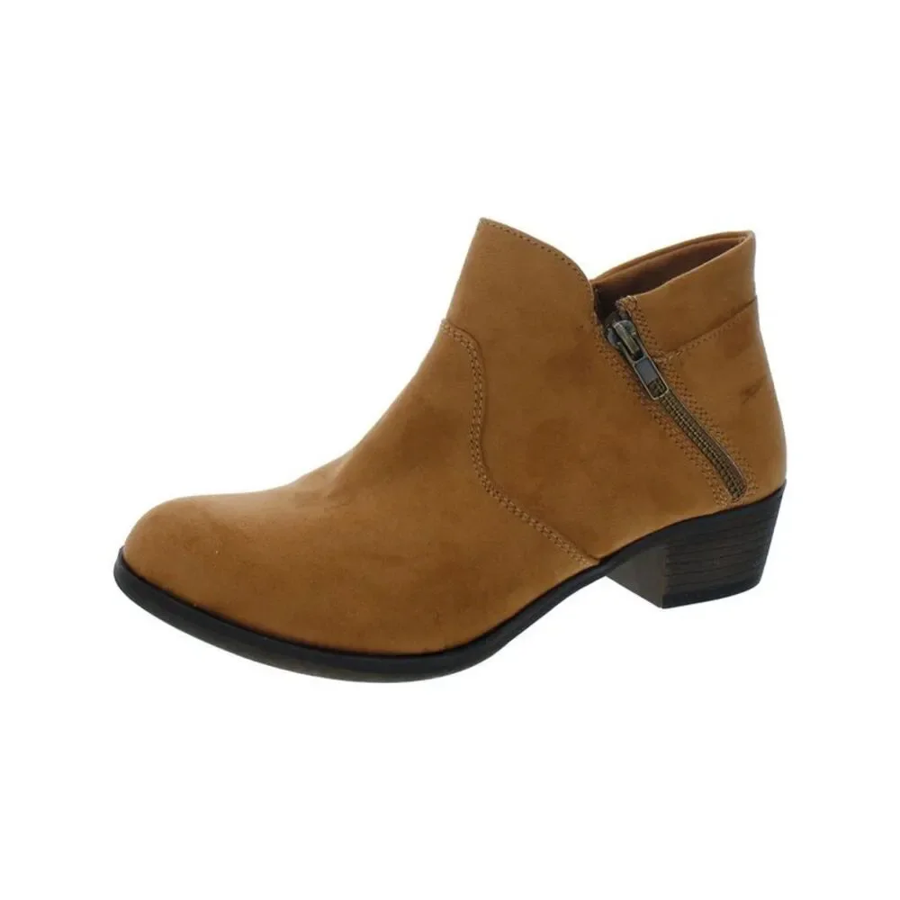 SUN STONE Womens Beige Slip Resistant Abby Round Toe Block Heel Booties 11 M